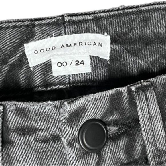 Women’s GOOD AMERICAN black hood 90’s high rise straight leg jeans - Picture 9 of 11